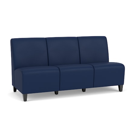 Lesro Siena Lounge Reception Armless 3 Seat Tandem Seating No Center Arms, Black, MD Ink Upholstery SN3102